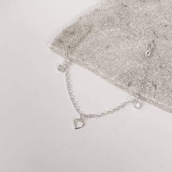 Pulseira Prata 925 Feminina Pingentes Coração Vazado e Zircônias Cristal 5mm Corrente Cadeado PU1527 Pulseira Prata 925 Feminina Pingentes Coração Vazado e Zircônias Cristal 5mm Corrente Cadeado PU1527