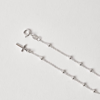 Pulseira Prata 925 Feminina Terço Bolas 2.6mm Corrente Cadeado PU1493