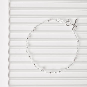 Pulseira Prata 925 Feminina Terço Bolas 2.6mm Corrente Cadeado PU1493
