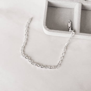 Pulseira Prata 925 Masculina Corrente Cadeado 3.3 21,5cm PU209