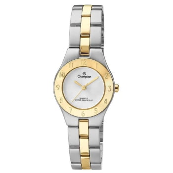 Kit Champion Feminino Bicolor Prateado e Dourado Visor Prateado Minimalista com Numeração Completa na Caixa Pequeno Á Prova D'água CH27532B