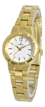 Kit Champion Feminino Dourado Visor Branco Pequeno Á Prova d'água CH27569W 