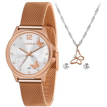 Kit Lince Feminino Rosé Com Pulseira Milanesa LRR4729L