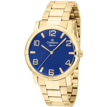 Kit Relógio Champion Elegance Feminino Dourado Visor Azul á Prova D'água CN251810