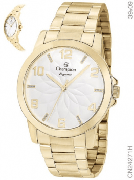 Kit Relógio Champion Feminino Dourado Presente CN24271W