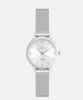 Kit Relógio Condor Feminino Prateado Pulseira Milanese Á Prova D'água CO2035NCW/K4K