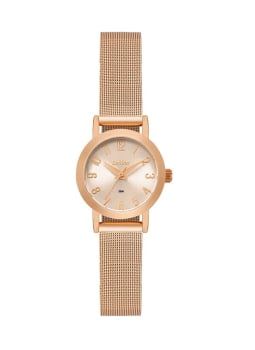 Kit Relógio Condor Feminino Rosé Todo Numerado Pulseira Milanese Á Prova D'água CO2035NOK/K4J