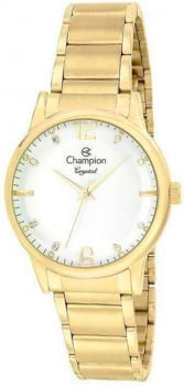 Kit Relógio Feminino Champion Crystal Dourado Com Pedras CN25529W