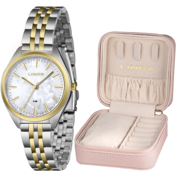 Kit Relógio Lince Feminino Bicolor Visor Madrepérola á Prova d'água LRTM023L36 Kit Relógio Lince Feminino Bicolor Visor Madrepérola á Prova d'água LRTM023L36