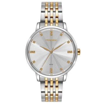 Kit Relógio Mondaine Feminino Bicolor Visor Prateado Texturizado á Prova D'água 99922LPMKBE3