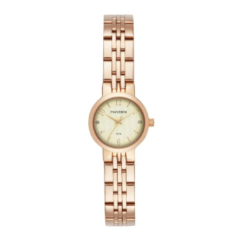 Kit Relógio Mondaine Feminino Dourado Minimalista Visor Texturizado á Prova D'água 99799LPMKDE1