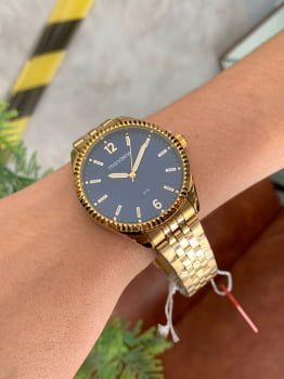 Relógio Mondaine Dorado azul Minimalista á Prova D'água 32500LPMKDE1