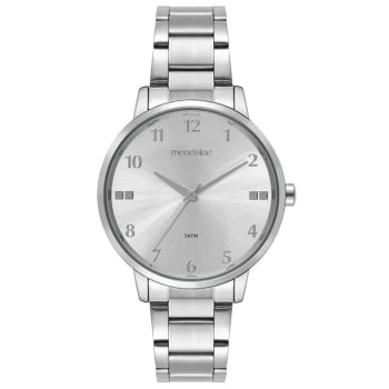 Kit Relógio Mondaine Feminino Prateado Minimalista visor prateado texturizado Á Prova d'água 99923L0MKNE2