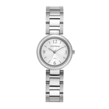 Kit Relógio Mondaine Feminino Prateado Pequeno com Mostrador Prata Á Prova d'água 32769L0MKNE2