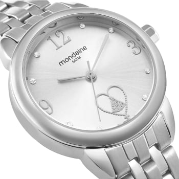 Kit Relógio Mondaine Feminino Prateado Visor Prateado Com Cristais e Nossa Senhora Aparecida Á Prova d'água 99749L0MKNE2