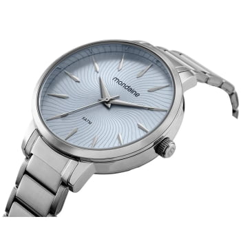 Kit Relógio Mondaine Prateado Minimalista com Visor Texturizado Á Prova d'água 32561L0MKNE2