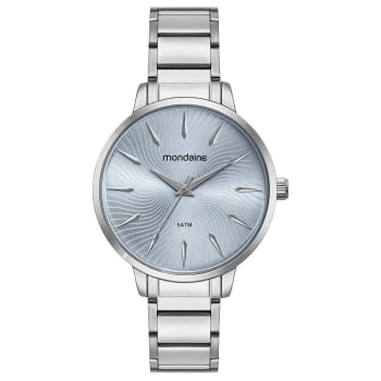 Kit Relógio Mondaine Prateado Minimalista com Visor Texturizado Á Prova d'água 32561L0MKNE2