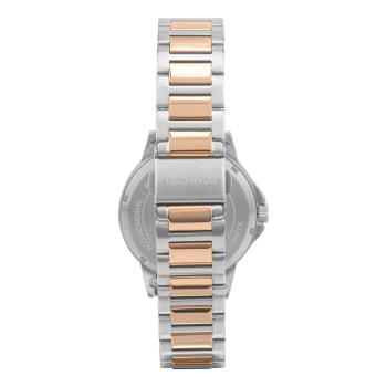 Kit Relógio Technos Dress Feminino Bicolor Todo Numerado Visor Prata com Cristas Maquinário Japonês Aço Inoxidável Á Prova d'água 2035MYY/K1K