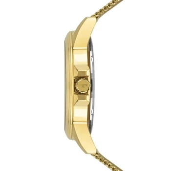 Kit Relógio Technos Dress Feminino Dourado Visor Champanhe Com Cristais Pulseira Milanese Maquinário Japonês Aço Inoxidável Á Prova d'água 2035NAB/K1X