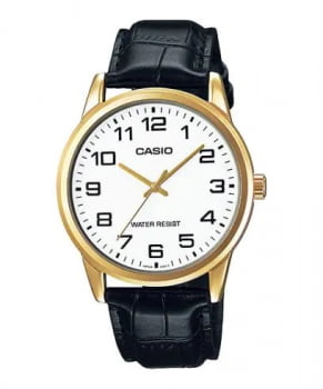 Relógio Casio Feminino Dourado Com Pulseira Couro MTP-V001GL