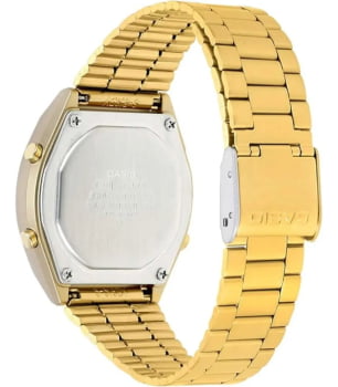 Relógio Casio Feminino Dourado Digital Vintage Retro com Glitter no Visor Á Prova d'água B640WGG-9DF