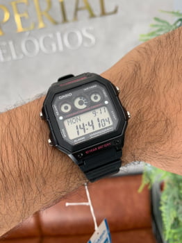 Relógio Casio Masculino Esportivo Preto rosa Digital a prova d´água AE-1300WWH-1A2VDF