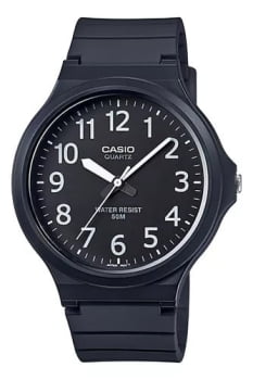 Relógio Casio Quart Preto Esportivo Todo Numerado Visor Preto em Poliuretano Á Prova d'água MW-240-1BVDF 1330