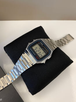 Relógio Casio Prateado Digital Vintage Retro Quadrado A158WA-1DF 593