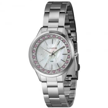 Relógio Feminino Lince Prata com pedrinhas A prova D´água LRM4736L38