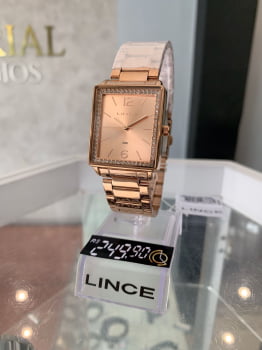 Relógio Feminino Lince Rosê Quadrado com pedras LQR4737L28