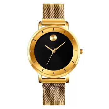 Relógio Feminino Skmei Dourado com pulseira milanesa 1701
