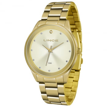 Relógio Lince Dourado Feminino Analógico Com Visor dourado LRGJ090L