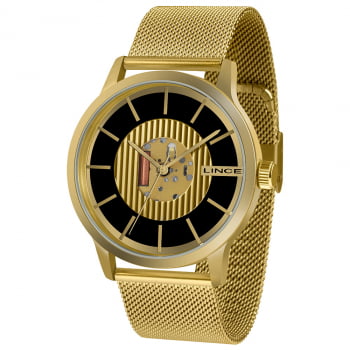 Relógio Lince Dourado Masculino Com Pulseira Milanese MRG46038