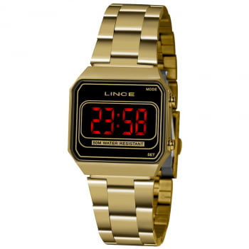 Relógio Lince Feminino Digital LED vintage Dourado MDG4645L