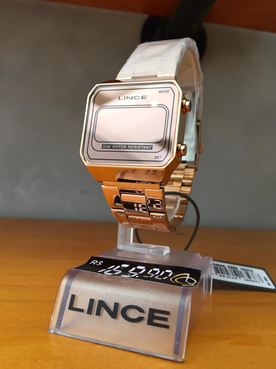 Relógio Lince Feminino Digital LED vintage Dourado MDG4645L