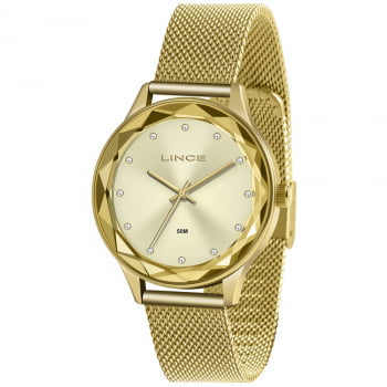 Relógio Lince Feminino Dourado Milanese com Pedras LRG4707L 