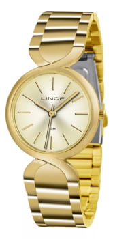Relógio Lince Feminino Dourado Minimalista Visor Champanhe Pequeno Á Prova d'água LRGH048L
