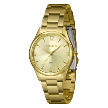 Relógio Lince Feminino Dourado Visor Champanhe Á Prova d'água LRGJ169L36