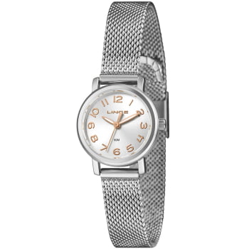 Relógio Lince Feminino Mini Prateado Visor Prata com Numeração Completa Pulseira Milanesa á Prova d'água LRMH272L25 Relógio Lince Feminino Mini Prateado Visor Prata com Numeração Completa Pulseira Milanesa á Prova d'água LRMH272L25