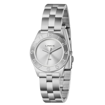 Relógio Lince Feminino Prateado Visor Prata Minimalista com Numeração Completa á Prova d'água LRMH263L32 Relógio Lince Feminino Prateado Visor Prata Minimalista com Numeração Completa á Prova d'água LRMH263L32