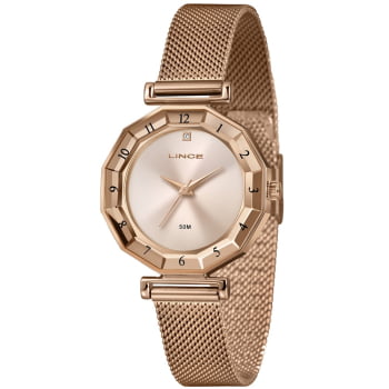 Relógio Lince Feminino Rosé Minimalista Pulseira Milanesa Á Prova d'água LRR4834L34 Relógio Lince Feminino Rosé Minimalista Pulseira Milanesa Á Prova d'água LRR4834L34