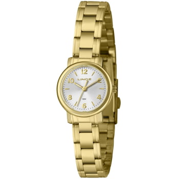 Relógio Lince Mini Feminino Dourado Visor Prata Á Prova d'água LRGH270L25