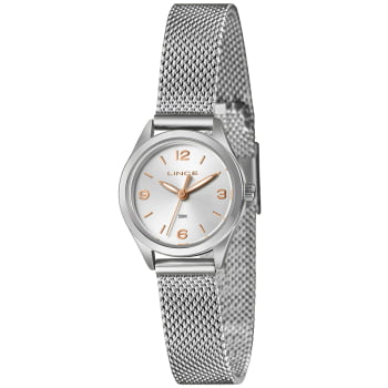 Relógio Lince Mini Feminino Prateado Visor Prata Pulseira Milanesa Á Prova d'água LRMH271L25