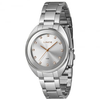 Relógio Lince Prata Feminino com Pedras  a prova d'água LRMJ151L38