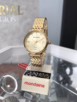 Relógio Mondaine dourado feminino - 32336LPMVDE1