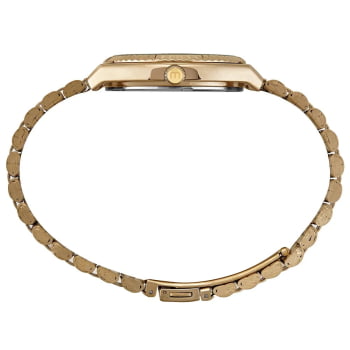 Relógio Mondaine Feminino Dourado serrilhado com Visor Texturizado Cristais Á Prova d'água 32580LPMVDE1