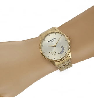 Relógio Mondaine Dourado Feminino Lua 32343LPMVDE1