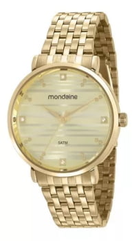 Relógio Mondaine Dourado Feminino com Cristais Á Prova d'água 53651LPMVDE1