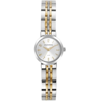 Relógio Mondaine Feminino Bicolor Pequeno Visor Prateado Numeração Completa Á Prova d'água 32689LPMVBE2