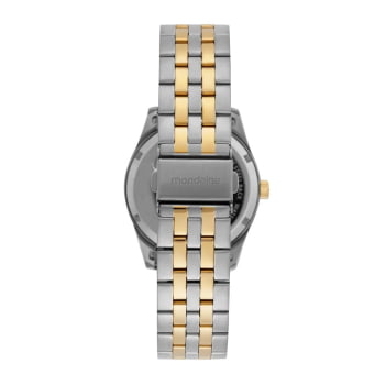 Relógio Mondaine Feminino Bicolor Prata e Dourado Visor Madrepérola Todo Numerado Á Prova d'água 99889LPMVBE3